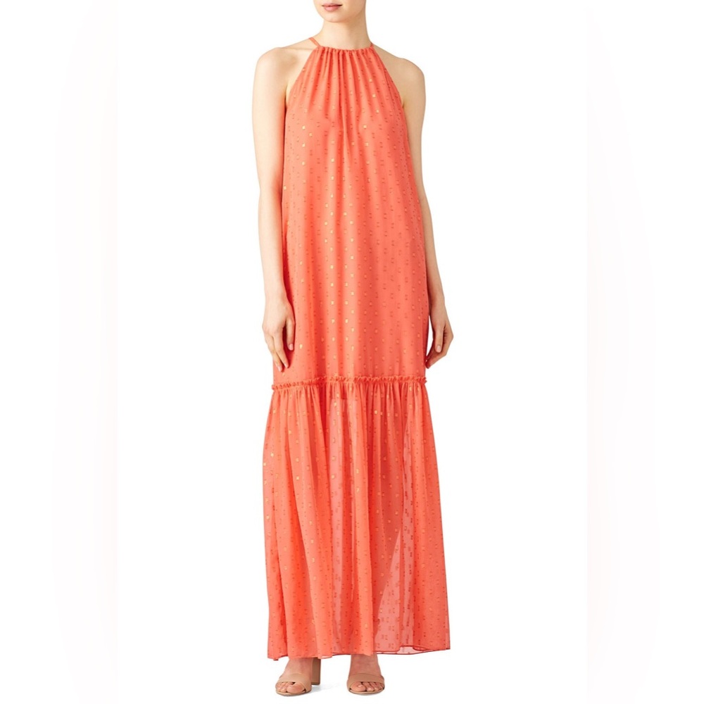 NWT Trina Turk Cloverdale Maxi Dress in Coral Orange Vacation Sz. XS